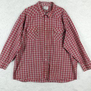 Fox Fire Mens Shirt Western Button Down Long Sleeve Red Plaid Pearl Snaps Big 3X